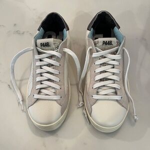 P448 White and cream leather sneakers size 39 EU (8 1/2 - 9 women's US)